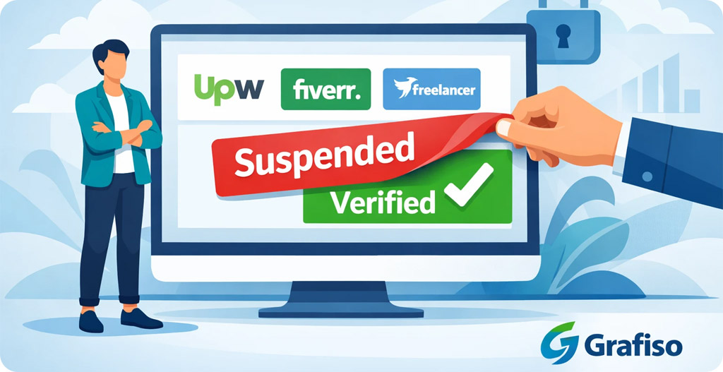 حل مشکل تعلیق حساب (Account Suspension) در پلتفرم‌های فریلنسری توسط گرافیسو